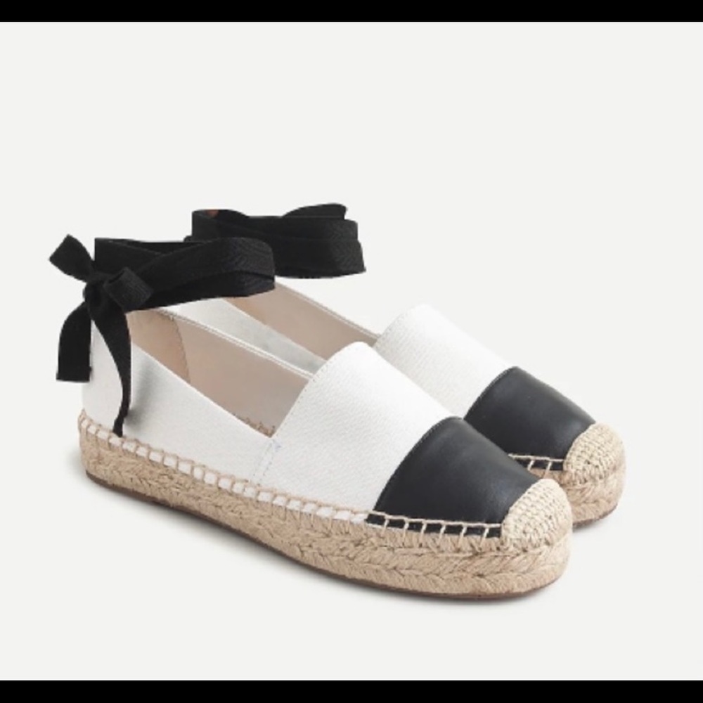 Canvas leather cap toe espadrilles